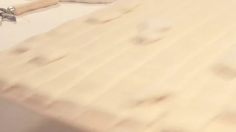 Commercial Bakery. Cutting process Stock Footage 83766307