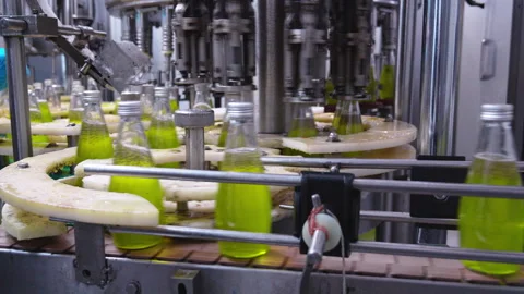 Commercial beverage production process showcasing automated machinery effic.. Stock Footage 338237045