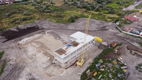 Commercial building. Construction crane. small business center. Stock Footage 160048205