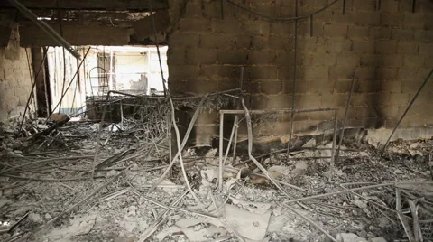 Commercial Building Destroyed by Fire Stock Footage 41493614