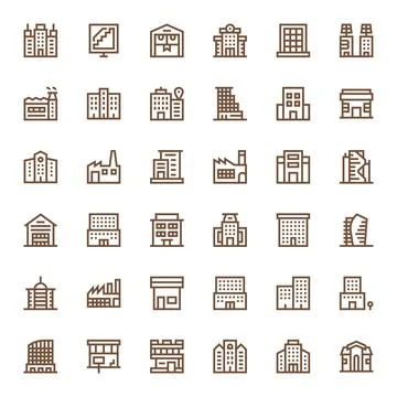 Commercial Building Digital Vector Pack containing 36 Detail Enhanced Bold .. Ilustración de archivo