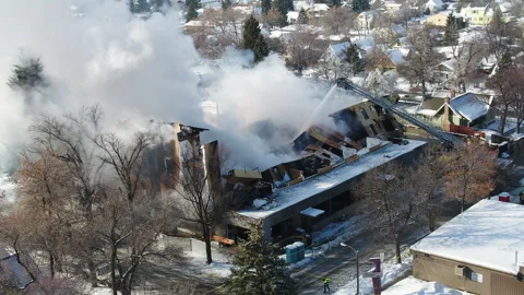 Commercial Building Fire Stock Footage 284980417