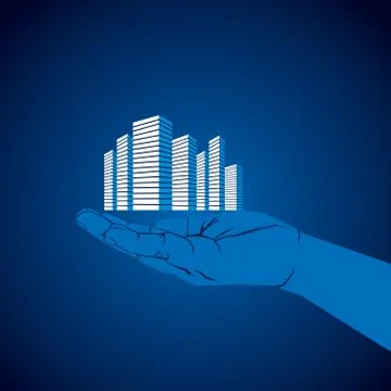 Commercial building in hand vector Stock Illustration