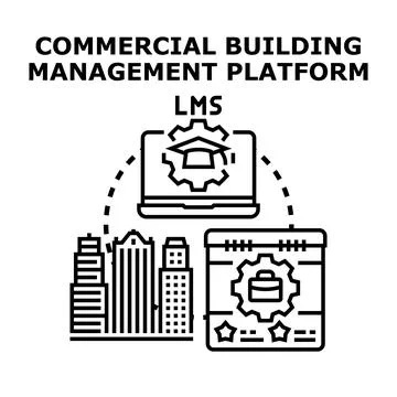 Commercial building management platform lms concept Stock Illustration