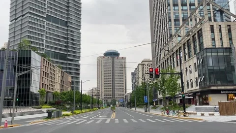 Commercial buildings in Shanghai under lockdown Stock Footage 197282989