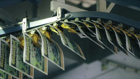 Commercial business printer working as seen from below Stock Footage 195331049