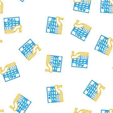 Commercial center vector seamless pattern 스톡 일러스트