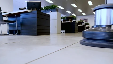 Commercial Cleaner -  Floor Buffing Machine Stock Footage 120414465