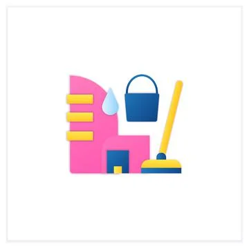 Commercial cleaning flat icon Stock Illustration