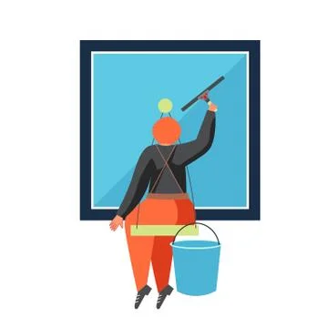 Commercial cleaning services, vector flat isolated illustration Stock Illustration