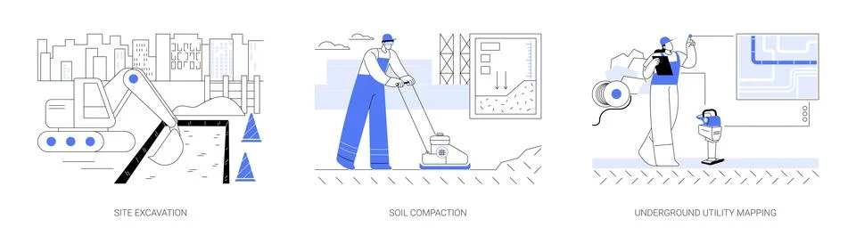 Commercial construction process abstract concept vector illustrations. Stock Illustration