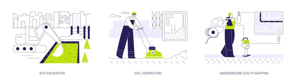 Commercial construction process abstract concept vector illustrations. Ilustración de archivo