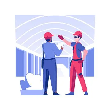 Commercial construction walk-through isolated concept vector illustration. Stock Illustration