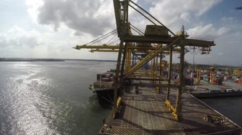 Commercial Container Port Stock Footage 64274228