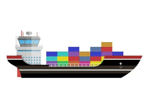 Commercial container ship Stock Illustration