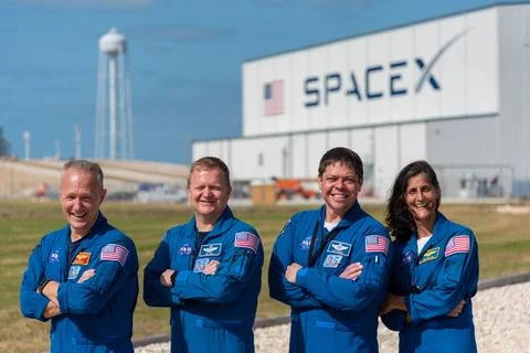 Commercial Crew Program astronauts, from the left Doug Hurley, Eric Boe, B... Stock Photos