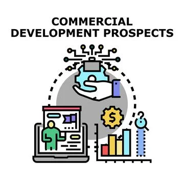 Commercial development prospects analyzing business strategy and future opp.. Illustration