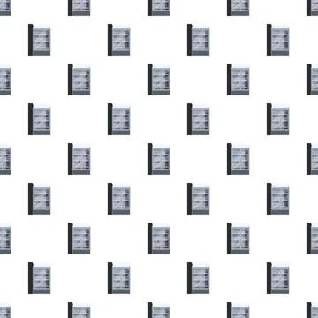Commercial display fridges seamless pattern on white background Stock Illustration