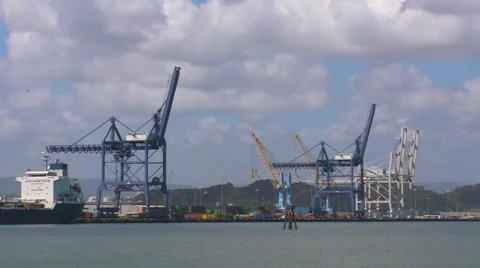 Commercial Docks Cranes Stock Footage 3014139