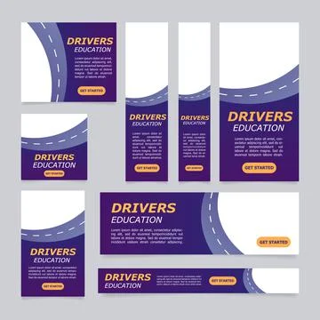 Commercial driver permit education web banner design template Stock Illustration