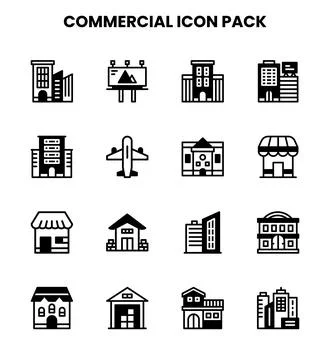 Commercial DuoTone Bundle Icons Pack Stock Illustration