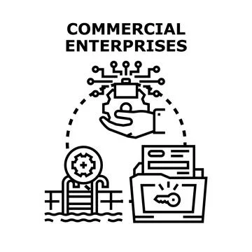 Commercial enterprises developing business strategy and management Stockillustratie
