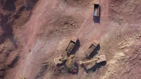 Commercial excavator surface mining, Concept of environmental destruction Stock Footage 316362728