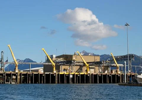 Commercial fish processing dock in Homer Alaska Stock Photos