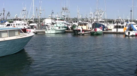 Commercial Fishing Boats at Seattle's Fisherman's Terminal Harbor Ocean Industry Stock Footage
