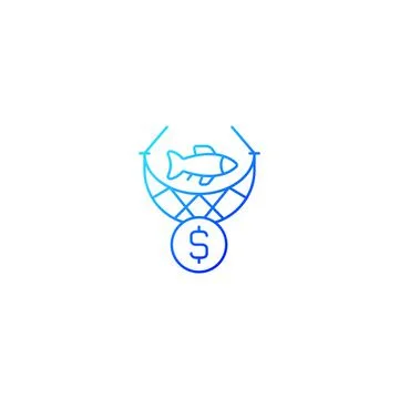 Commercial fishing gradient linear vector icon Stock Illustration