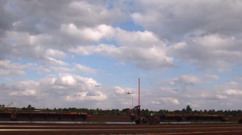 Commercial Fixed Wing Plane Landing - Slow Motion Stock Footage 59586862