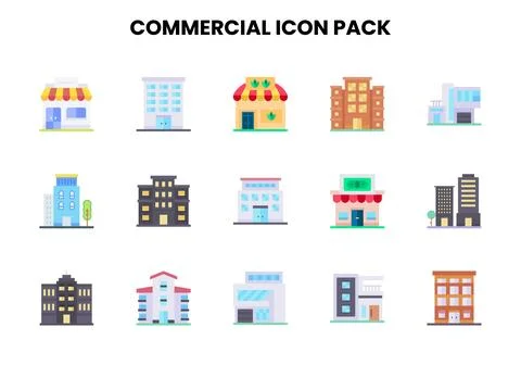 Commercial Flat UI Icons Pack Ilustración de archivo