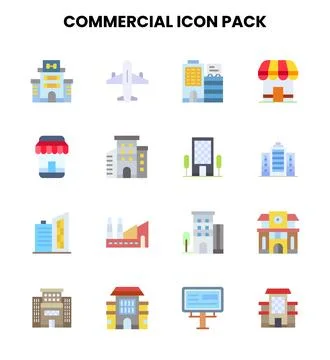 Commercial Flat Vector Icons Pack Ilustración de archivo