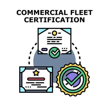 Commercial fleet certification official documents concept Stock Illustration