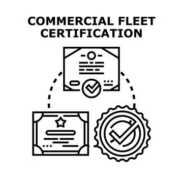 Commercial fleet certification official documents concept Stock Illustration