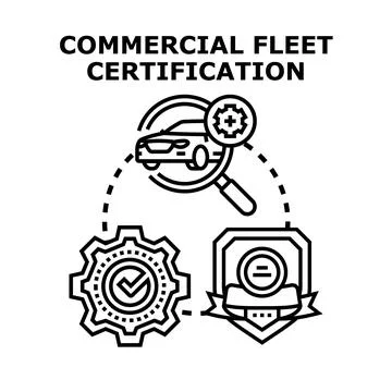 Commercial fleet certification service identifying vehicle quality regulation Illustrazione stock