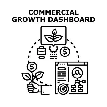 Commercial growth dashboard concept developing business strategy and finance Stock Illustration