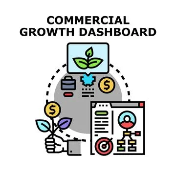 Commercial growth dashboard concept developing business strategy and finance Stock Illustration