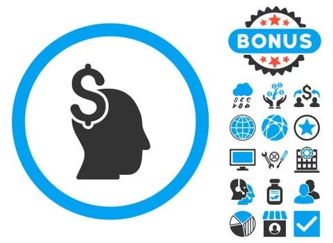 Commercial Intellect Flat Vector Icon with Bonus Stock Illustration