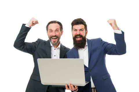 Commercial intent. Search engine optimization. Web developer. Men working laptop Stock Photos