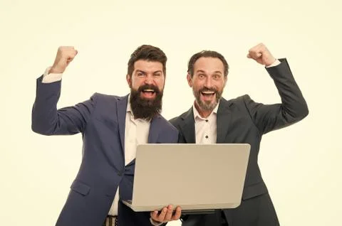 Commercial intent. Search engine optimization. Web developer. Men working laptop Stock Photos