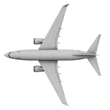 Commercial jet plane. 3D render. View from the top 库存插图
