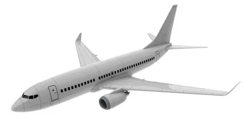 Commercial jet plane. 3D render. Top view side view 库存插图