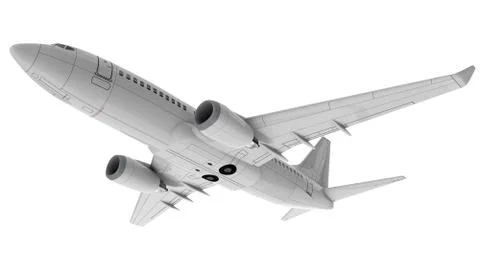 Commercial jet plane. 3D render. Bottom view side view Stock Illustration