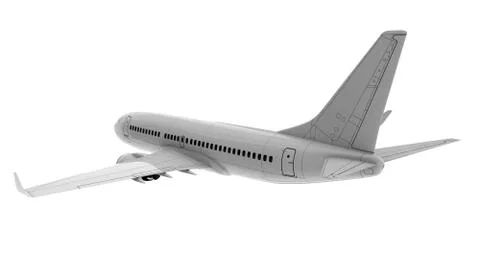 Commercial jet plane. 3D render. Rear view side Stock Illustration