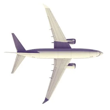 Commercial jet plane. 3D render. View from the top Stock-Illustration