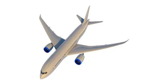 Commercial jet plane. 3D render. Top view side view Stock-Illustration
