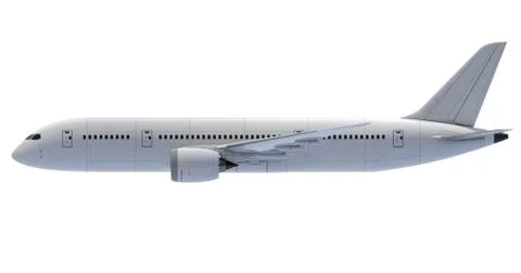 Commercial jet plane. 3D render. Left Side view Stock Illustration
