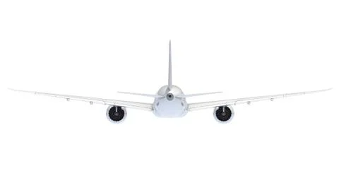 Commercial jet plane. 3D render. Rear view Stock Illustration