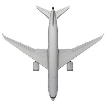 Commercial jet plane. 3D render. View from the top Stock Illustration